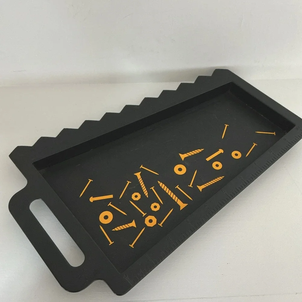Vintage Magnetic Black Plastic Handsaw Shaped Carpenter Tray 12